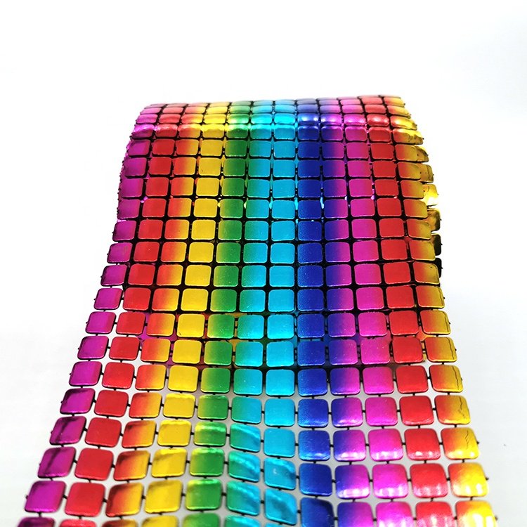 Square Transfer DIY Accessories Sequin Rhinestone Mesh Roll Rainbow Multicolor Trim Plastic Fashion 12 Row Customized 1000 Yards