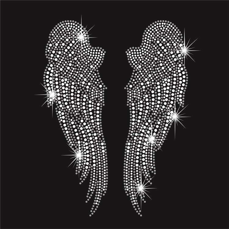 crystal wing rhinestone motif heat press rhinestone transfers pink angle wing rhinestone transfer custom