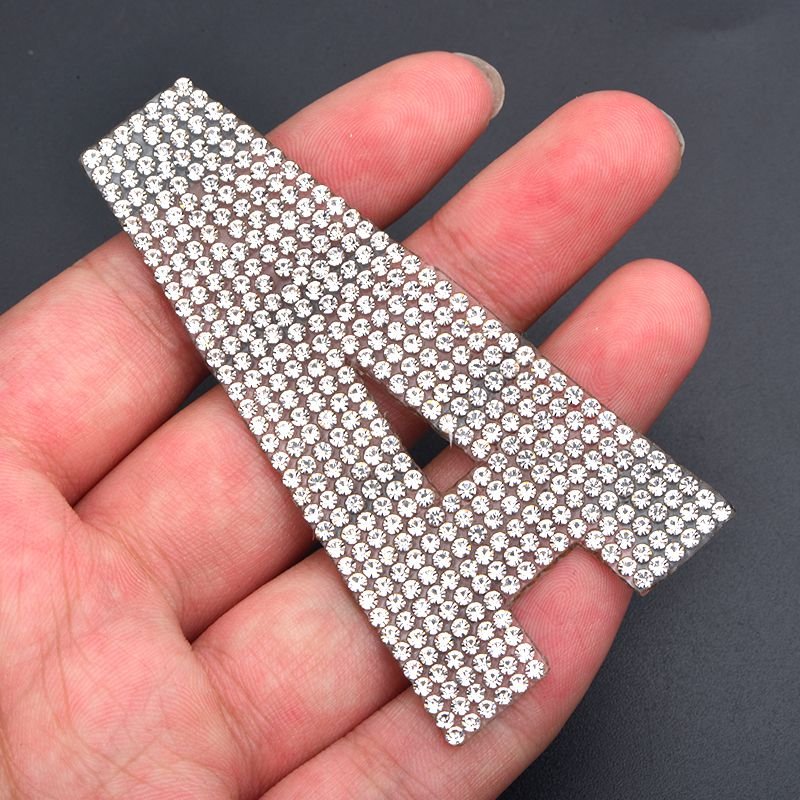 7.2CM Height Blingbling Capital Rhinestone Alphabet Letter Patches iron on Hotfix Glass Rhinestones Transfer Applique Patches