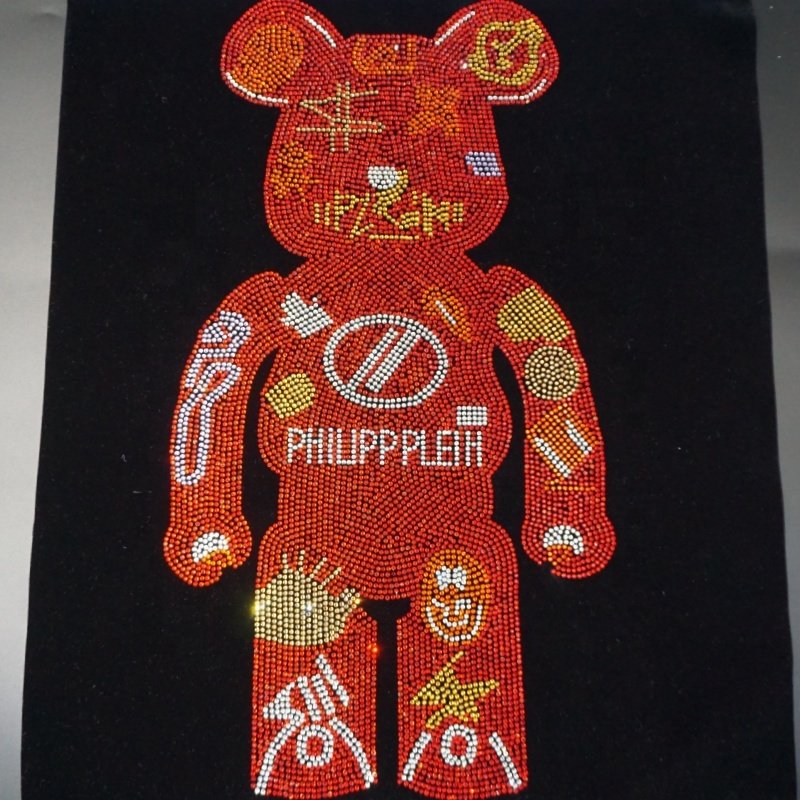 Free sample rhinestone patch Fast shipment silver bling skull rhinestone pattern hotfix rhinestone design for t shirt