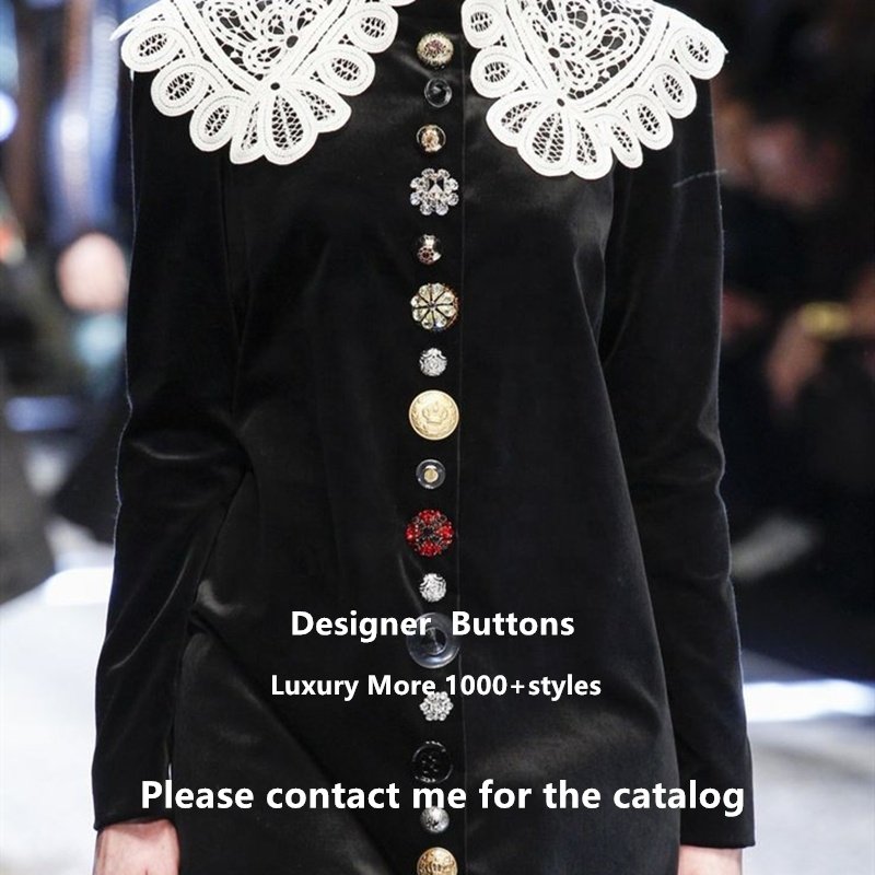 Washable brand luxury Designer Round rhinestones Metal shank buttons for shirt accessories