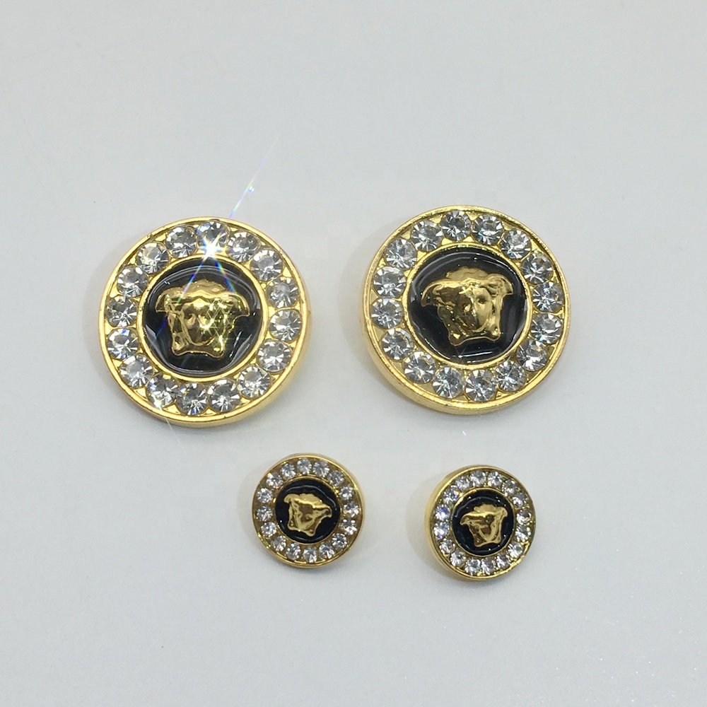 Washable brand luxury Designer Round rhinestones Metal shank buttons for shirt accessories