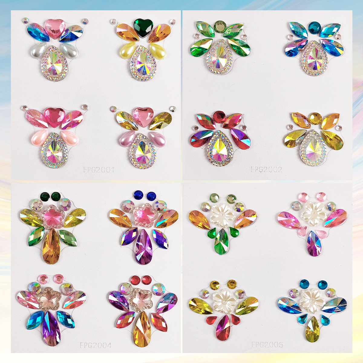 Hot sale makeup face stickers diamond paste stage makeup rhinestone face gem sticker light luxury crystal resin tattoo paste