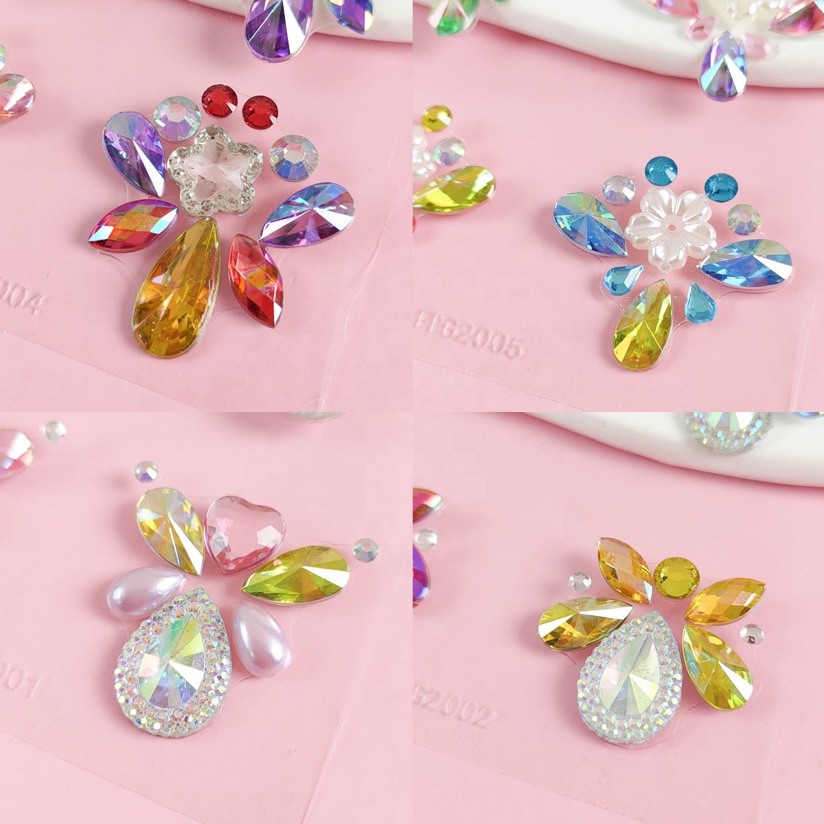 Hot sale makeup face stickers diamond paste stage makeup rhinestone face gem sticker light luxury crystal resin tattoo paste