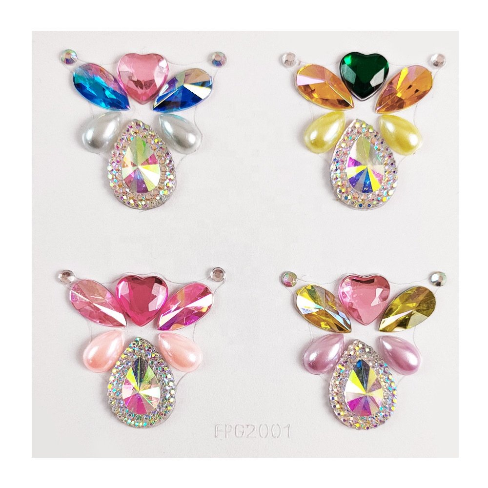 Hot sale makeup face stickers diamond paste stage makeup rhinestone face gem sticker light luxury crystal resin tattoo paste