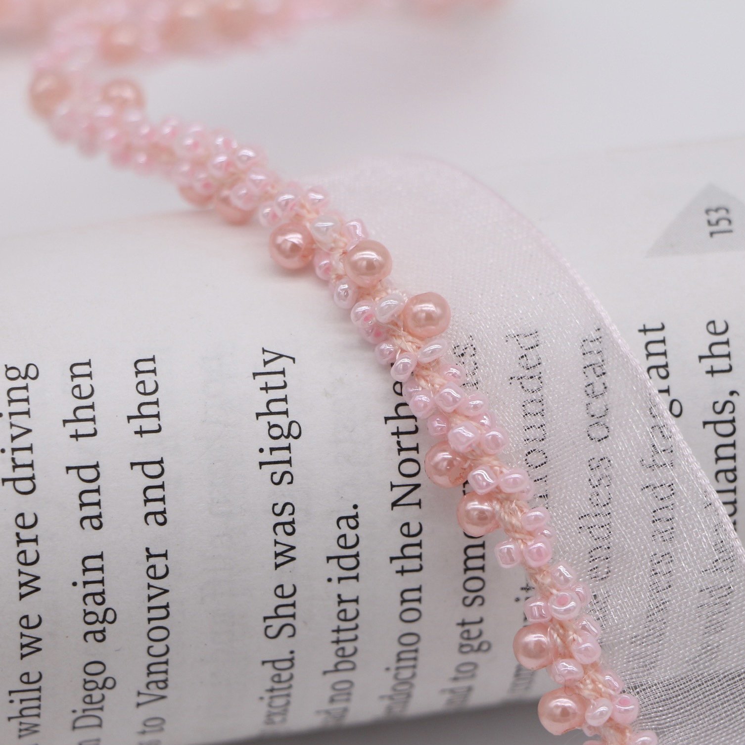 Trend beaded lace trims colorful big small pearl rhinestone beaded for Hat headdress bags DIY clothing accessories