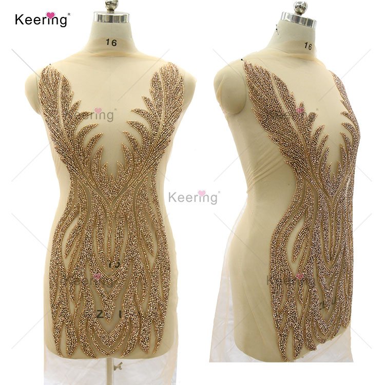 WDP-368 Keering Latest Colorful Bridal Wedding Dress Decorative Crystal And Beaded Red Rhinestone Appliques