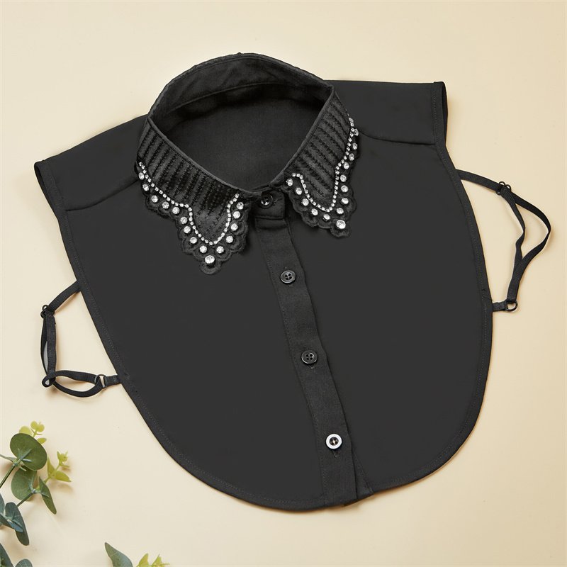 Wholesale Custom Women 100% Organza Embroidery Hand Set Rhinestones Shirt False Collar In Stock