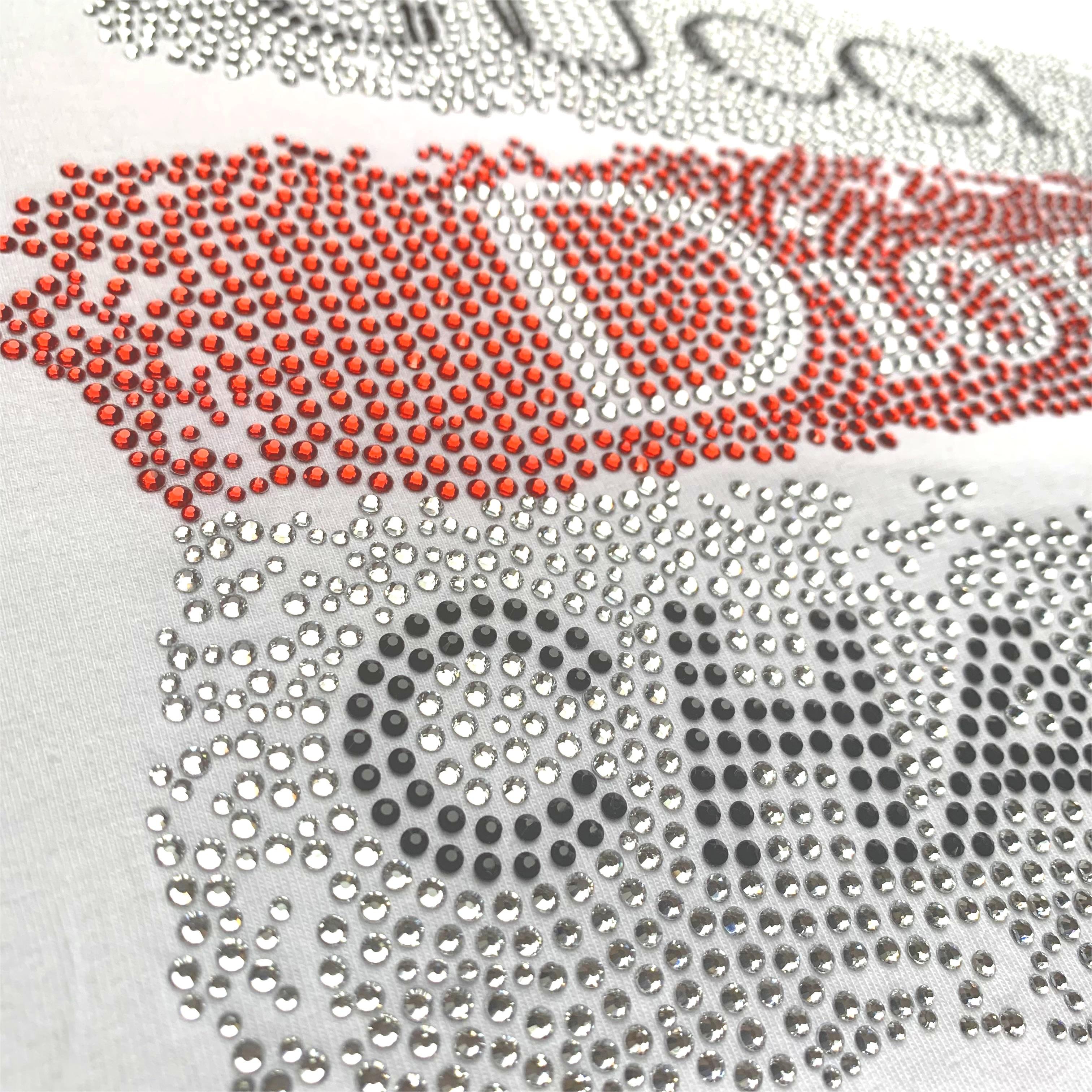 Custom Logo Streetwear Summer Street Skinny Rhinestone Transfer T shirt Hot fix Rhinestone Cotton Crop Top for Women