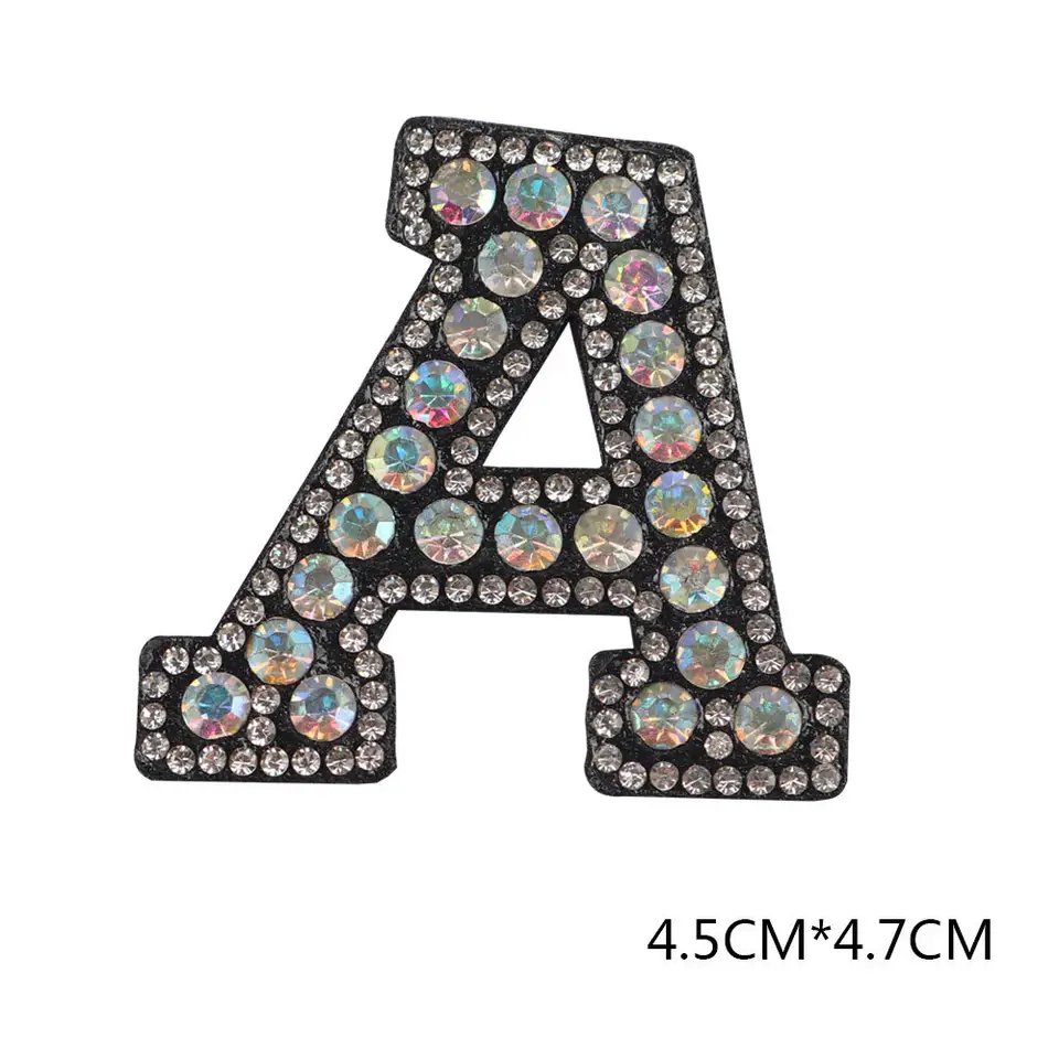 Crystal Letters Rhinestone Alphabet Letters Patches Self-adhesive Patches