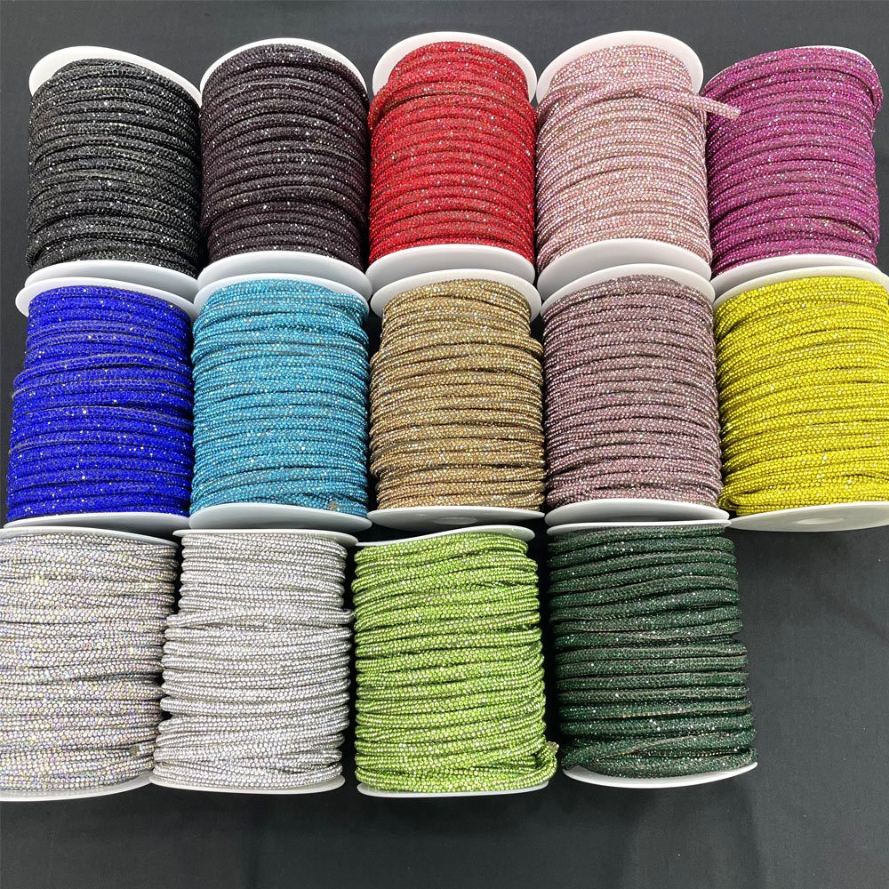 Free samples Hot selling shiny DIY rhinestone accessories round tube crystal 3.5mm rhinestone rope