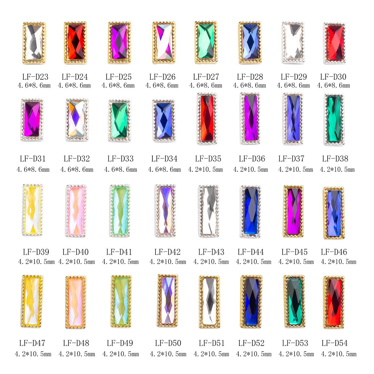 Nail metal strip diamond AB crystal jewelry nail decoration 3D DIY alloy rhinestone flat-back shiny designer charms for nails