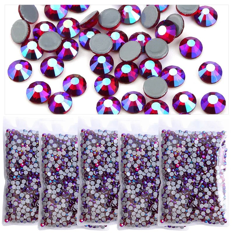 AB Color SS6 SS8 SS10 SS12 SS16 SS20 Flat Back Glass Hotfix rhinestones Hot Melt Glue For Dress & Dance Costume Decoration