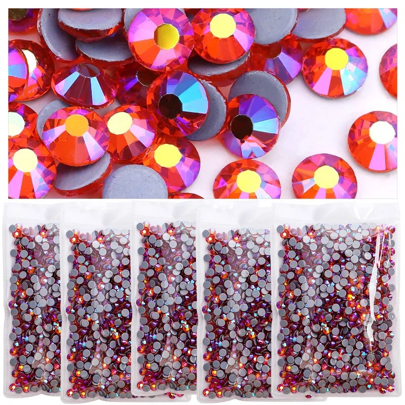 AB Color SS6 SS8 SS10 SS12 SS16 SS20 Flat Back Glass Hotfix rhinestones Hot Melt Glue For Dress & Dance Costume Decoration
