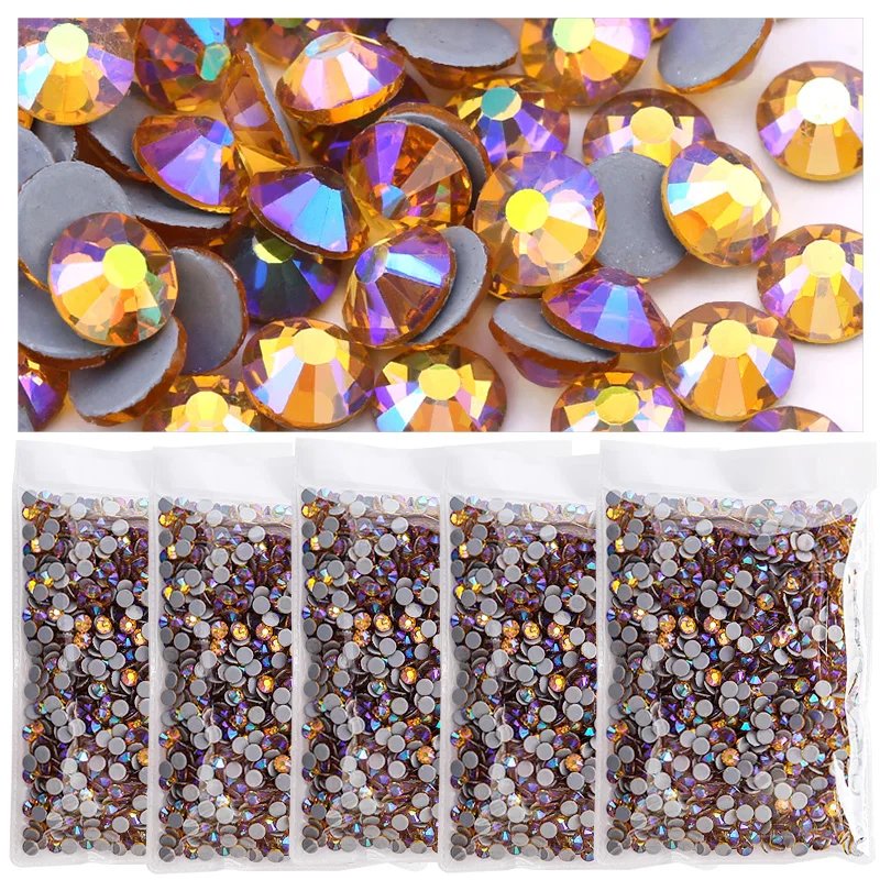 AB Color SS6 SS8 SS10 SS12 SS16 SS20 Flat Back Glass Hotfix rhinestones Hot Melt Glue For Dress & Dance Costume Decoration