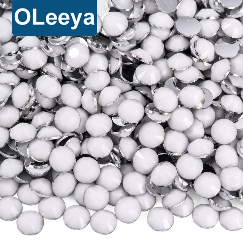 OLeeya Silverback Resin Rhinestone SS6-SS30 Solid white Solid Non Hotfix Solid Color Gemstones For Tumbler Decorations