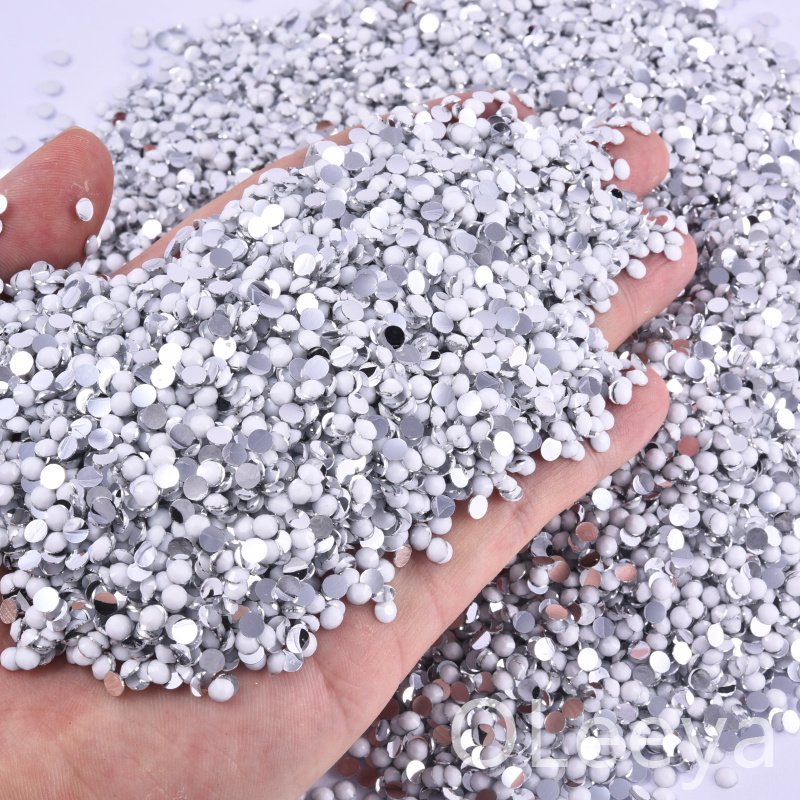 OLeeya Silverback Resin Rhinestone SS6-SS30 Solid white Solid Non Hotfix Solid Color Gemstones For Tumbler Decorations