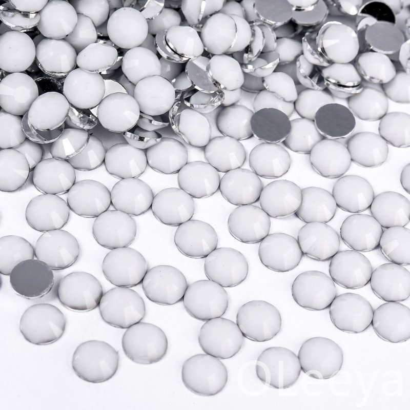 OLeeya Silverback Resin Rhinestone SS6-SS30 Solid white Solid Non Hotfix Solid Color Gemstones For Tumbler Decorations