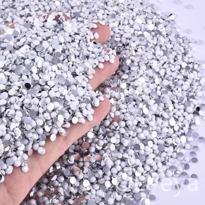 OLeeya Silverback Resin Rhinestone SS6-SS30 Solid white Solid Non Hotfix Solid Color Gemstones For Tumbler Decorations