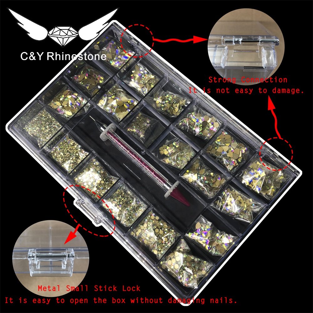 CY Wholesale Multi Shape Glass Crystal Stone Design Flatback Nail Art Fancy Rhinestones Kit Cristal For Nails