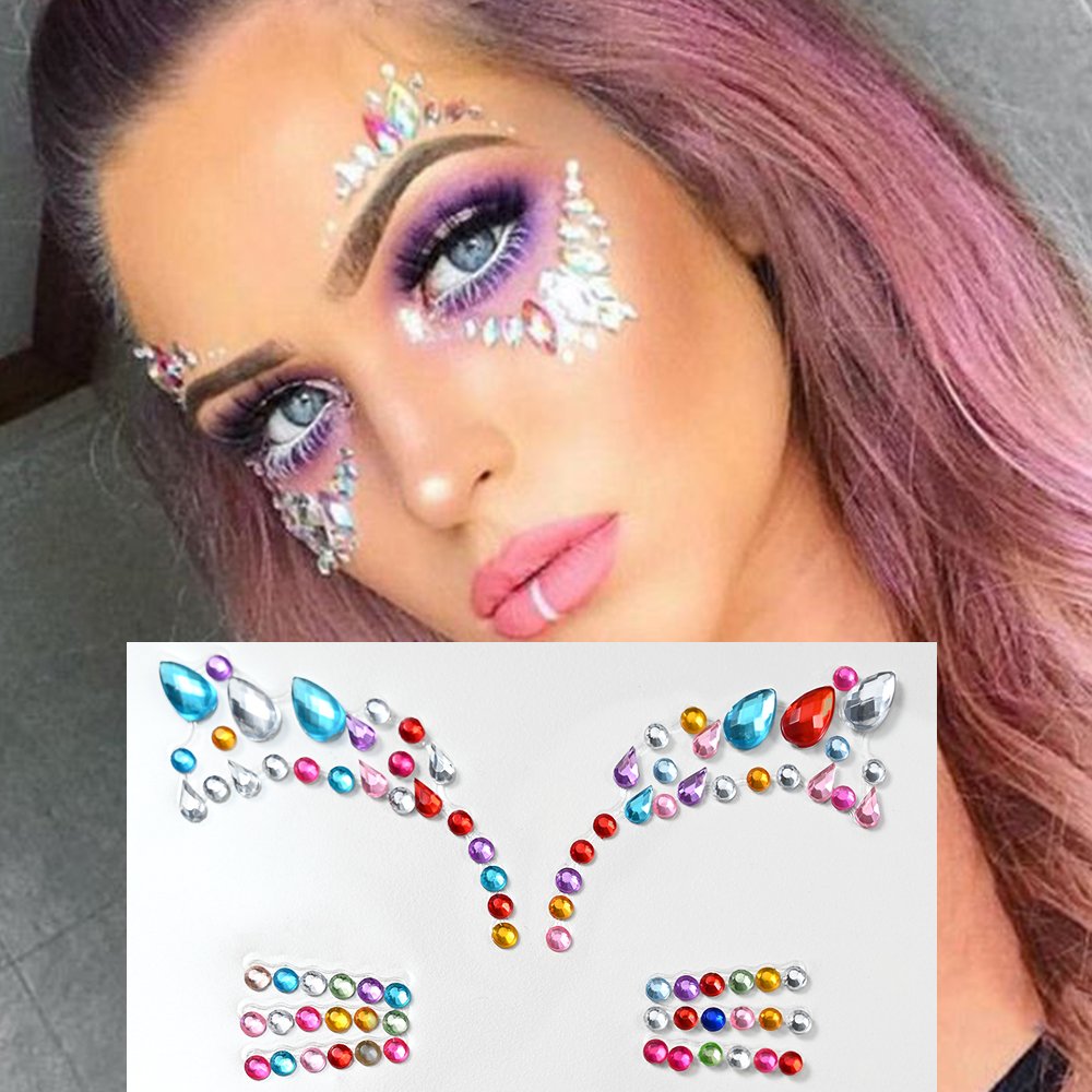 1pcs Mermaid Face Jewels Gem Rhinestones Rave Eyes Body Temporary Sticker Crystal Face Stickers Decorations for Festival Party