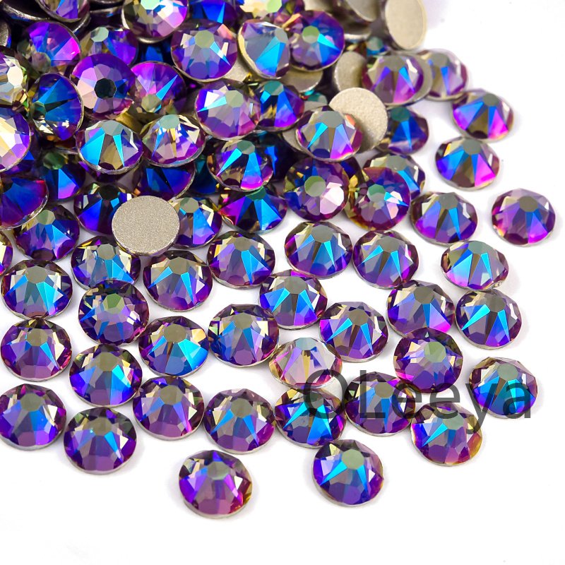 Oleeya Premium Glass 16 cut Gold Base Non Hot Fix Rhinestones Rhinestones Crystal Strass Rhinestone for Tumblers Bikini Dresses