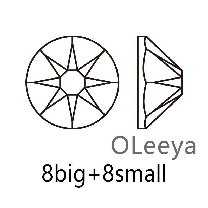 Oleeya Premium Glass 16 cut Gold Base Non Hot Fix Rhinestones Rhinestones Crystal Strass Rhinestone for Tumblers Bikini Dresses