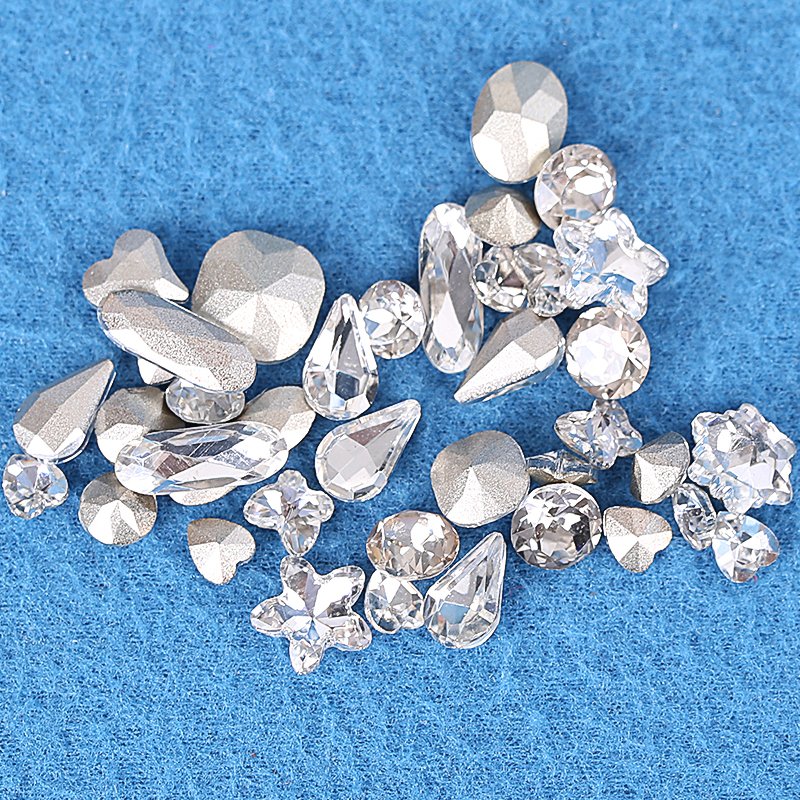 Wholesale nail glass rhinestones Irregular mixed size Crystal charm Color Flat bottom diamond nail decoration