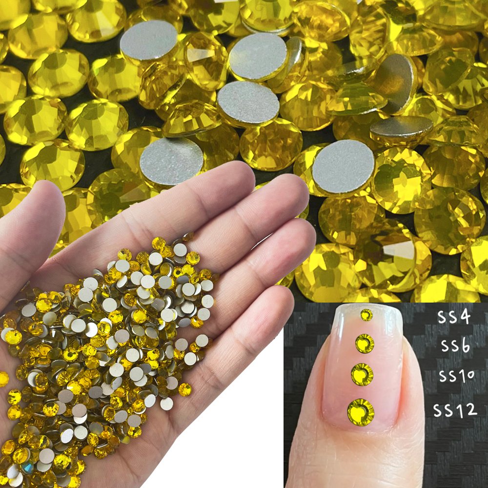Yantuo Supplier high quality Nail Art Rhinestones citrine Non Hot Fix Glass Strass wholesale glass Rhinestones Loose