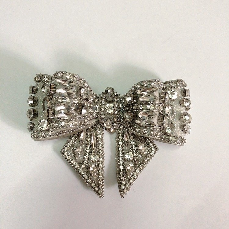 Handmade shiny high heels decorative 3d bow-knot rhinestone applique patch LT2366