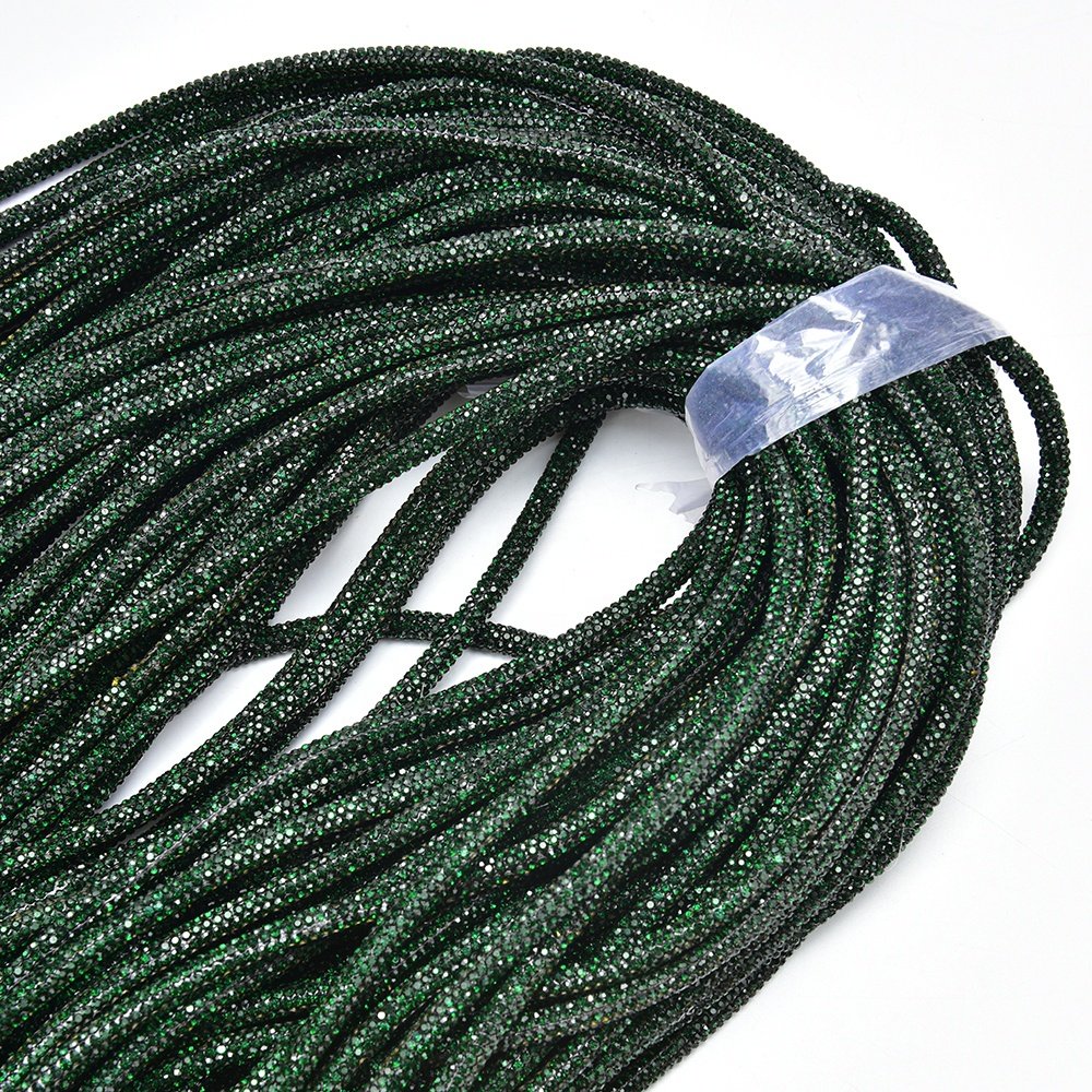 6mm Round Rhinestone Cord Glitter Glass Crystal Rope for Hoodies Sport Pants Garment Diamond Tube String
