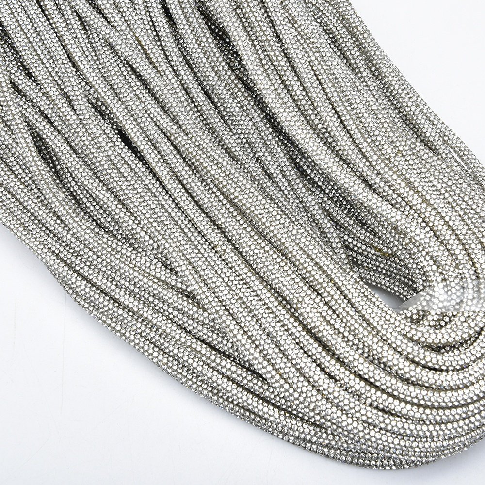 6mm Round Rhinestone Cord Glitter Glass Crystal Rope for Hoodies Sport Pants Garment Diamond Tube String