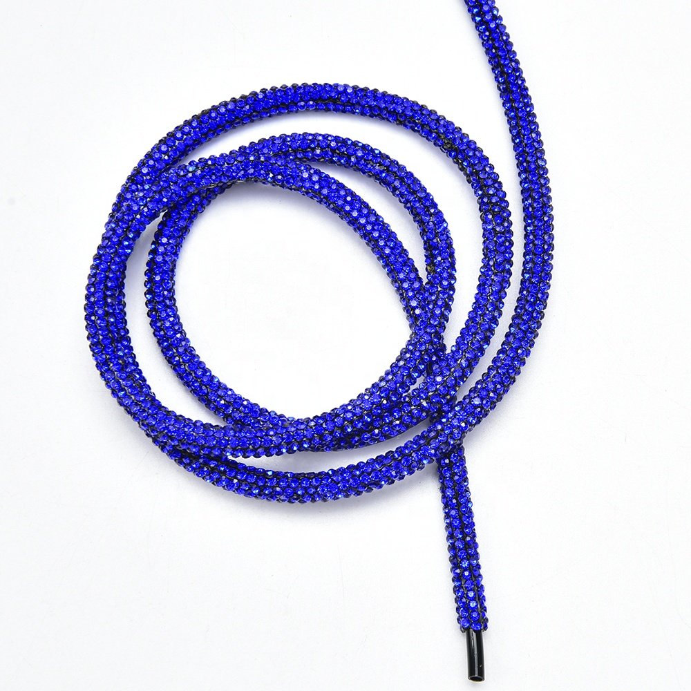 6mm Round Rhinestone Cord Glitter Glass Crystal Rope for Hoodies Sport Pants Garment Diamond Tube String