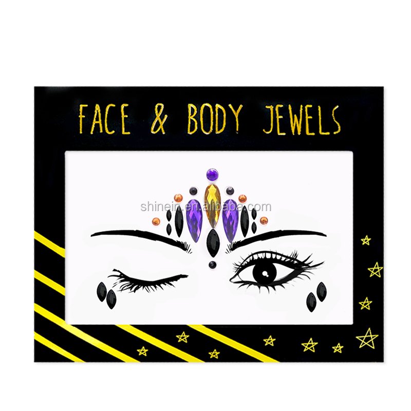 Face Stickers Halloween Rhinestone Face Jewels Wholesale Temporary Tattoo Gem Crystal Acrylic MSDS Temporary Tattoo for 6 Months