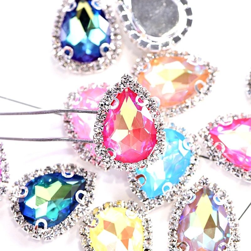 wholesale bulk silver/gold plating brass claw setting sew on rhinestone Crystal glass stones for clothes