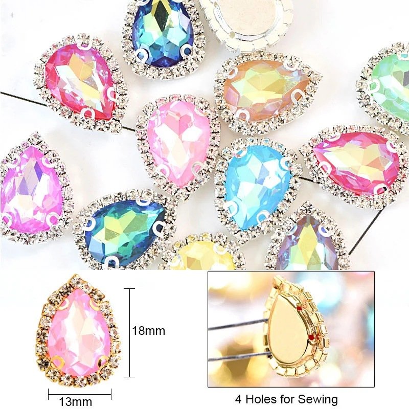 wholesale bulk silver/gold plating brass claw setting sew on rhinestone Crystal glass stones for clothes