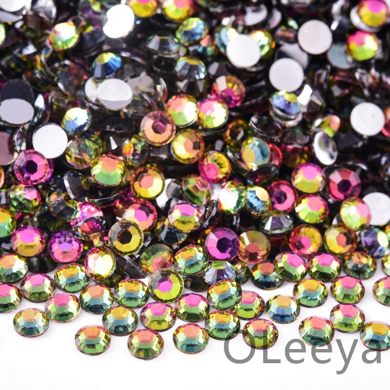 Oleeya Factory Bulk Package Resin Jelly Rhinestones Crystal Clear Flatback Non Hot Fix Rhinestones for DIY Bows Decorations