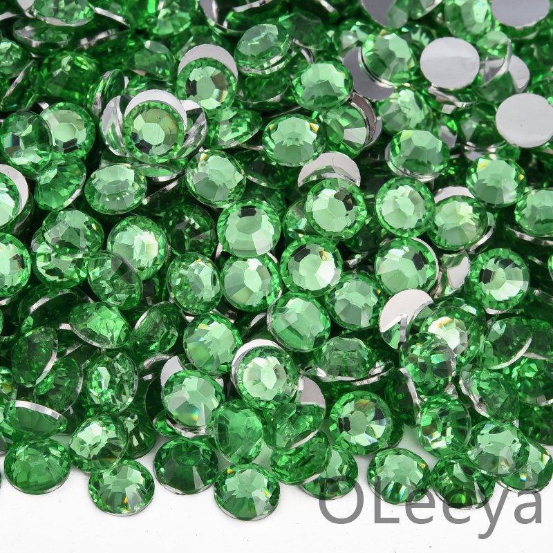Oleeya Factory Bulk Package Resin Jelly Rhinestones Crystal Clear Flatback Non Hot Fix Rhinestones for DIY Bows Decorations
