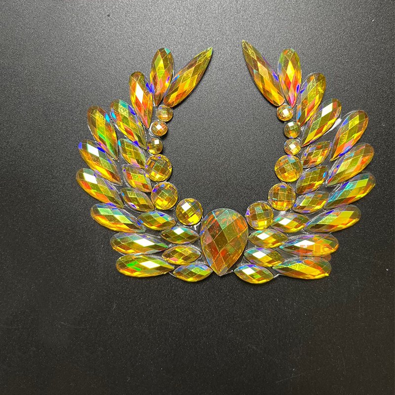 2025 Carnival Lace Costume Accessory Hotfix AB Patch Iron-On AB Crystal Rhinestone Applique