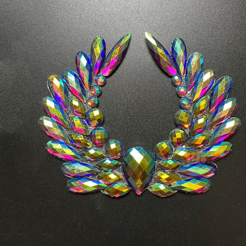 2025 Carnival Lace Costume Accessory Hotfix AB Patch Iron-On AB Crystal Rhinestone Applique