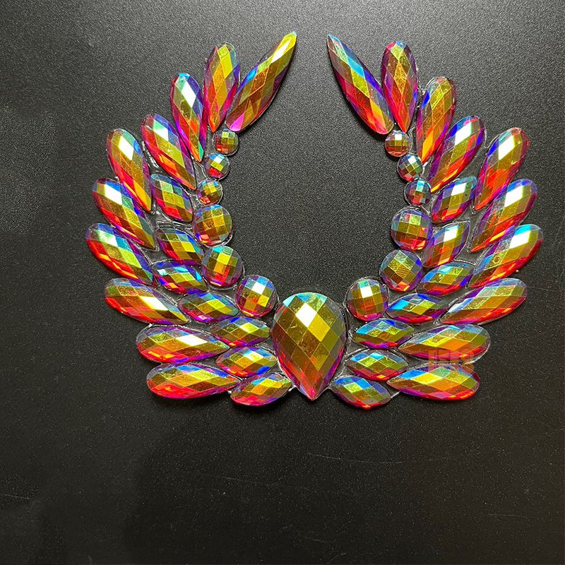 2025 Carnival Lace Costume Accessory Hotfix AB Patch Iron-On AB Crystal Rhinestone Applique