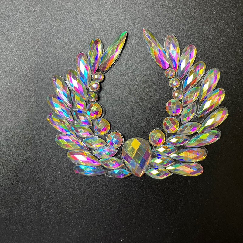 2025 Carnival Lace Costume Accessory Hotfix AB Patch Iron-On AB Crystal Rhinestone Applique