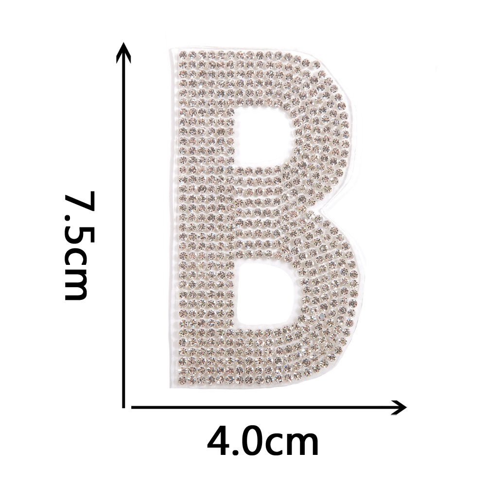 Height 7.5cm iron on crystal color rhinestone motif letter patches for garments