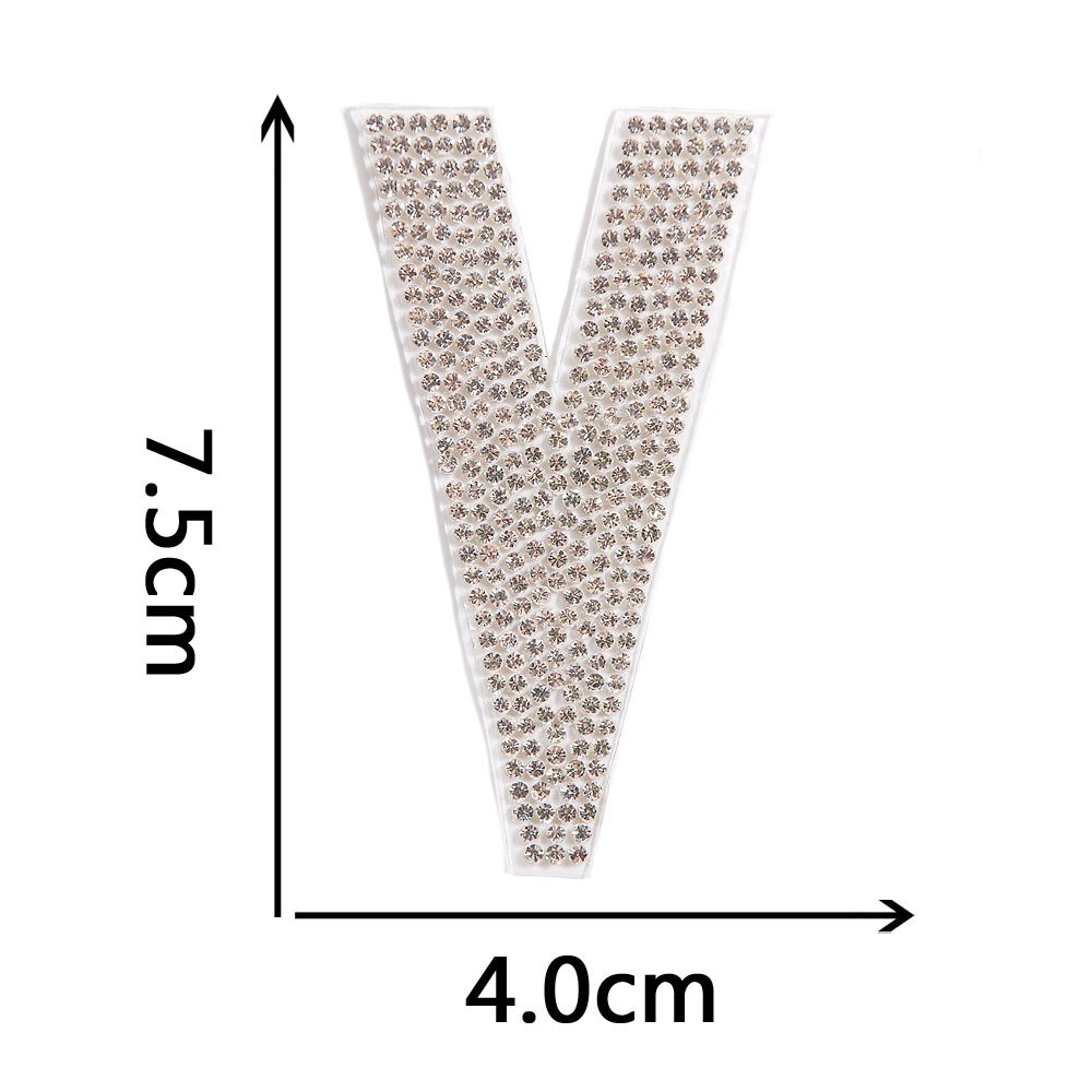 Height 7.5cm iron on crystal color rhinestone motif letter patches for garments