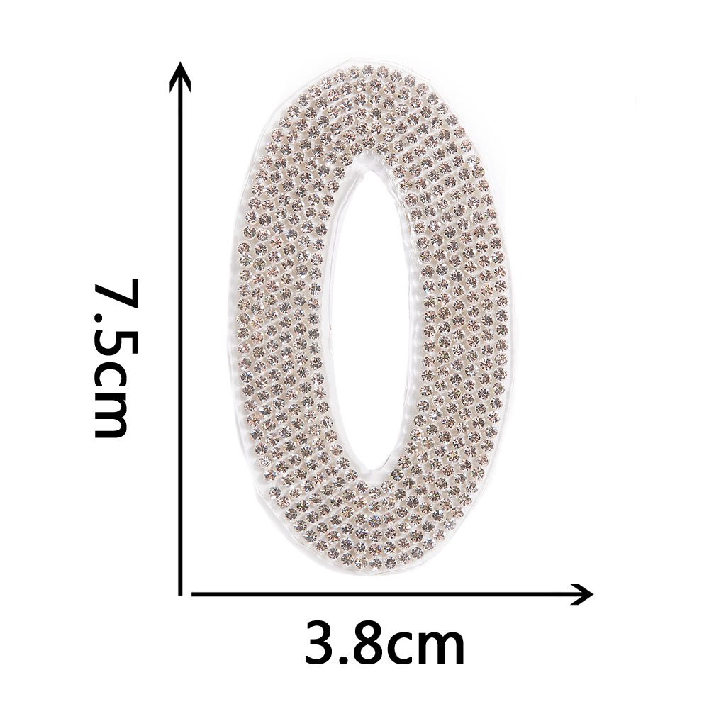 Height 7.5cm iron on crystal color rhinestone motif letter patches for garments