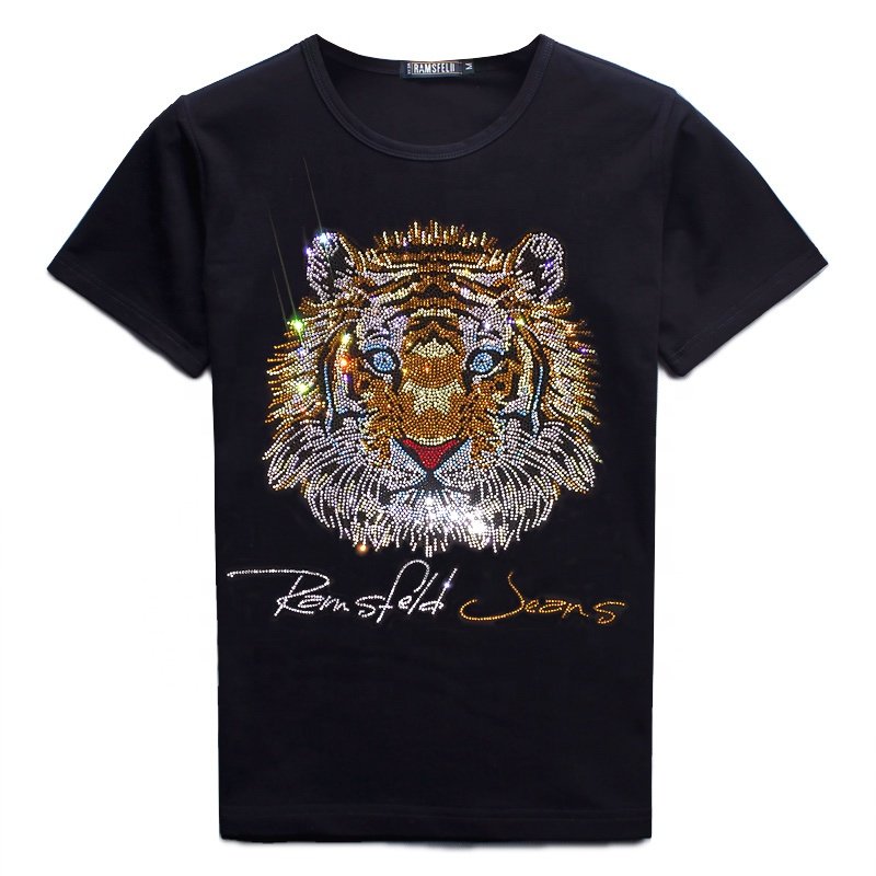 Custom Iron-On Animal Design Tiger Rhinestone Transfer for Shirts and Hoodies