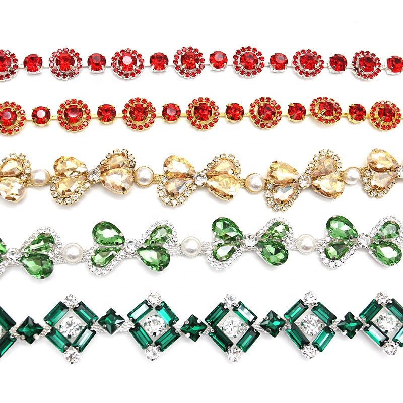 Fashion Rhinestones Pearl Cup Chain Trim With Trimming Rhinestones For Garment Processing Accessories