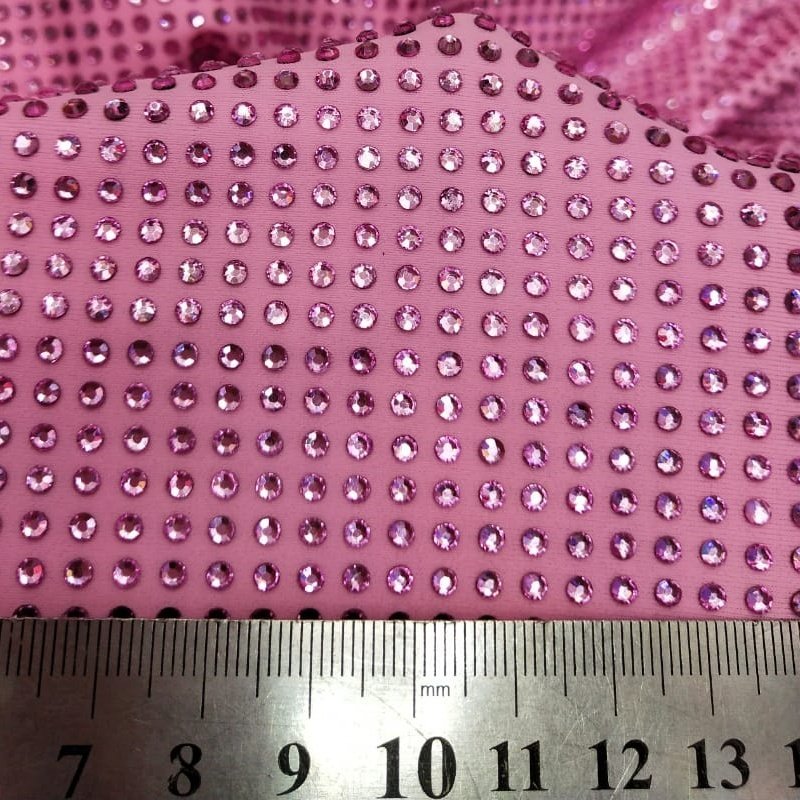 Fashion SS10 Rhinestones Full Translucent Crystals Elastic Clothing Fabric for Women Custom Skirts