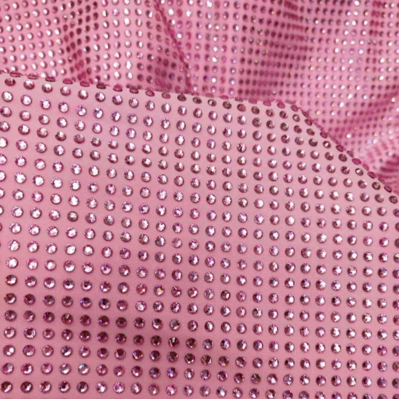 Fashion SS10 Rhinestones Full Translucent Crystals Elastic Clothing Fabric for Women Custom Skirts