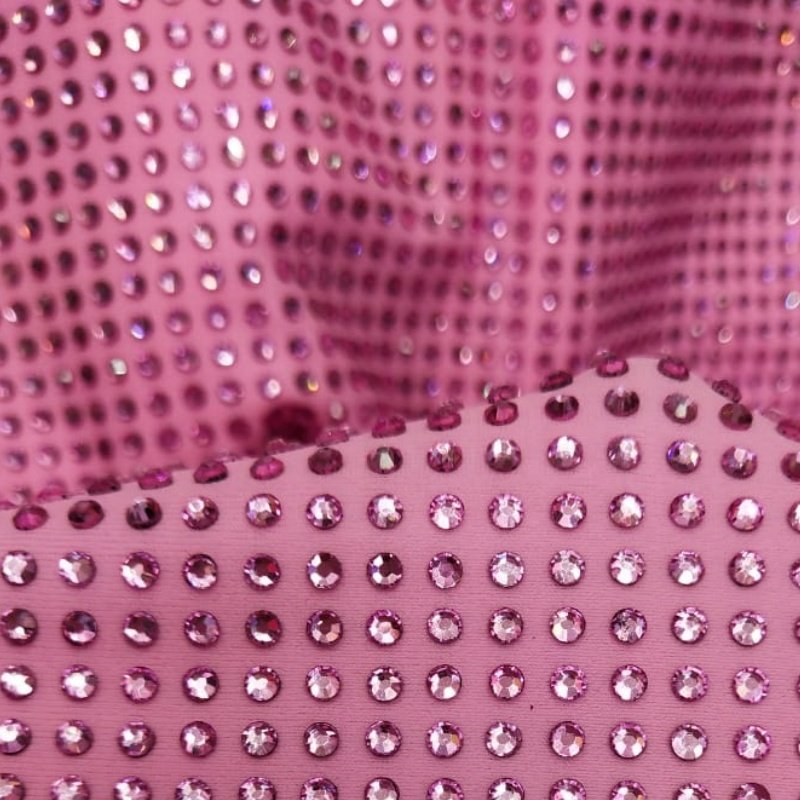 Fashion SS10 Rhinestones Full Translucent Crystals Elastic Clothing Fabric for Women Custom Skirts